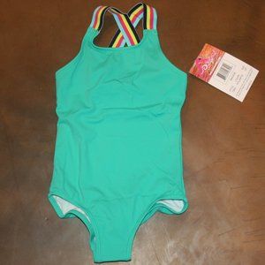 Kanu Surf Girls 1 Pc Swimsuit 2T Maggie Teal Atlantis NWT Athletic Swimwear NEW